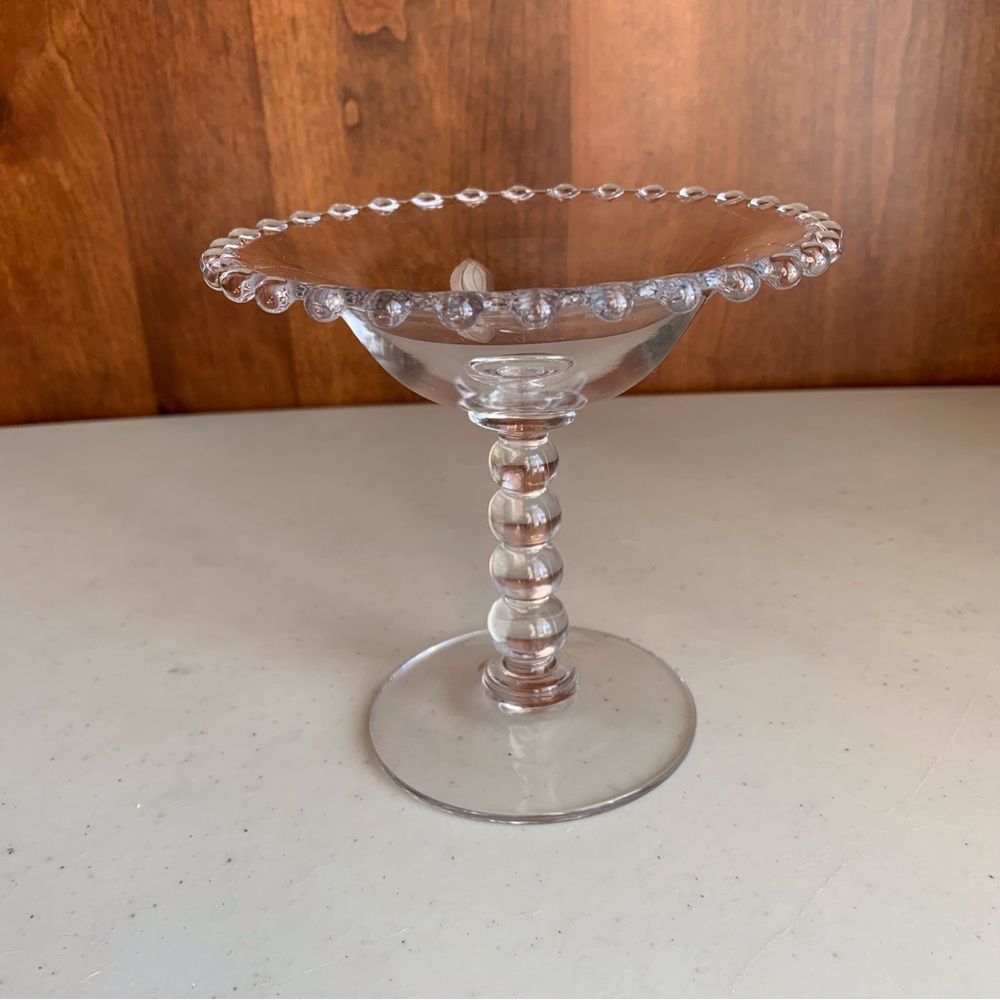 Vintage Imperial Glass Candlewick 4 Bead Stem 5”X 5.75” Compote Mint